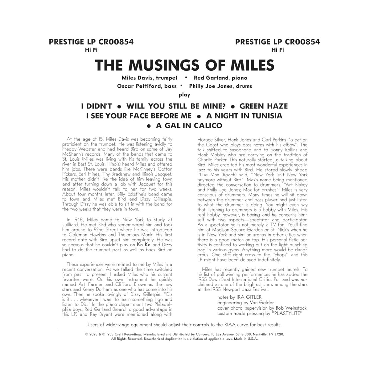 Miles Davis All Stars - The Musings Of Miles (Original Jazz Classics Series) (180 Gram Vinyl) ((Vinyl))